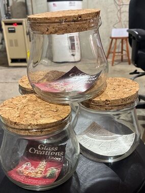 Libbey Glass Creations Clear Glass Jars with Cork Lids - Set of 4